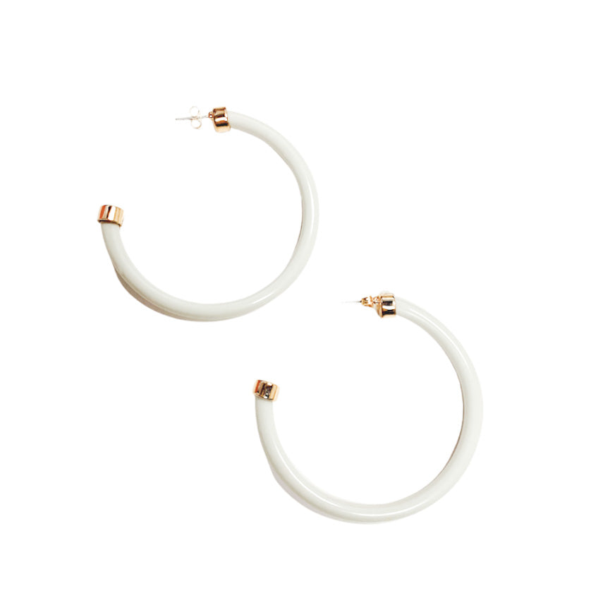 Large Hoops - Bone White - Gabrielle's Biloxi