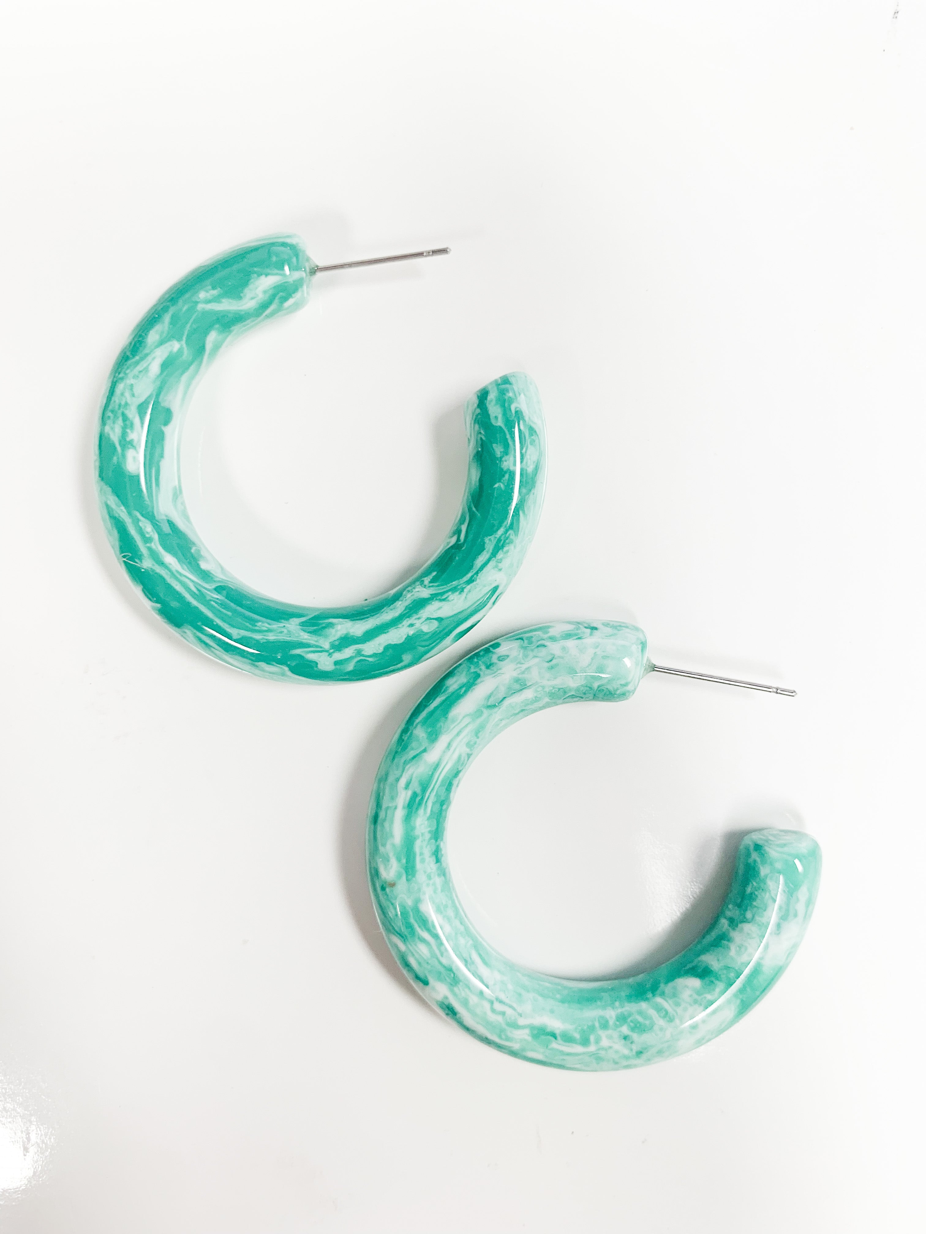 Mint Marble Hoop Earrings - Gabrielle's Biloxi