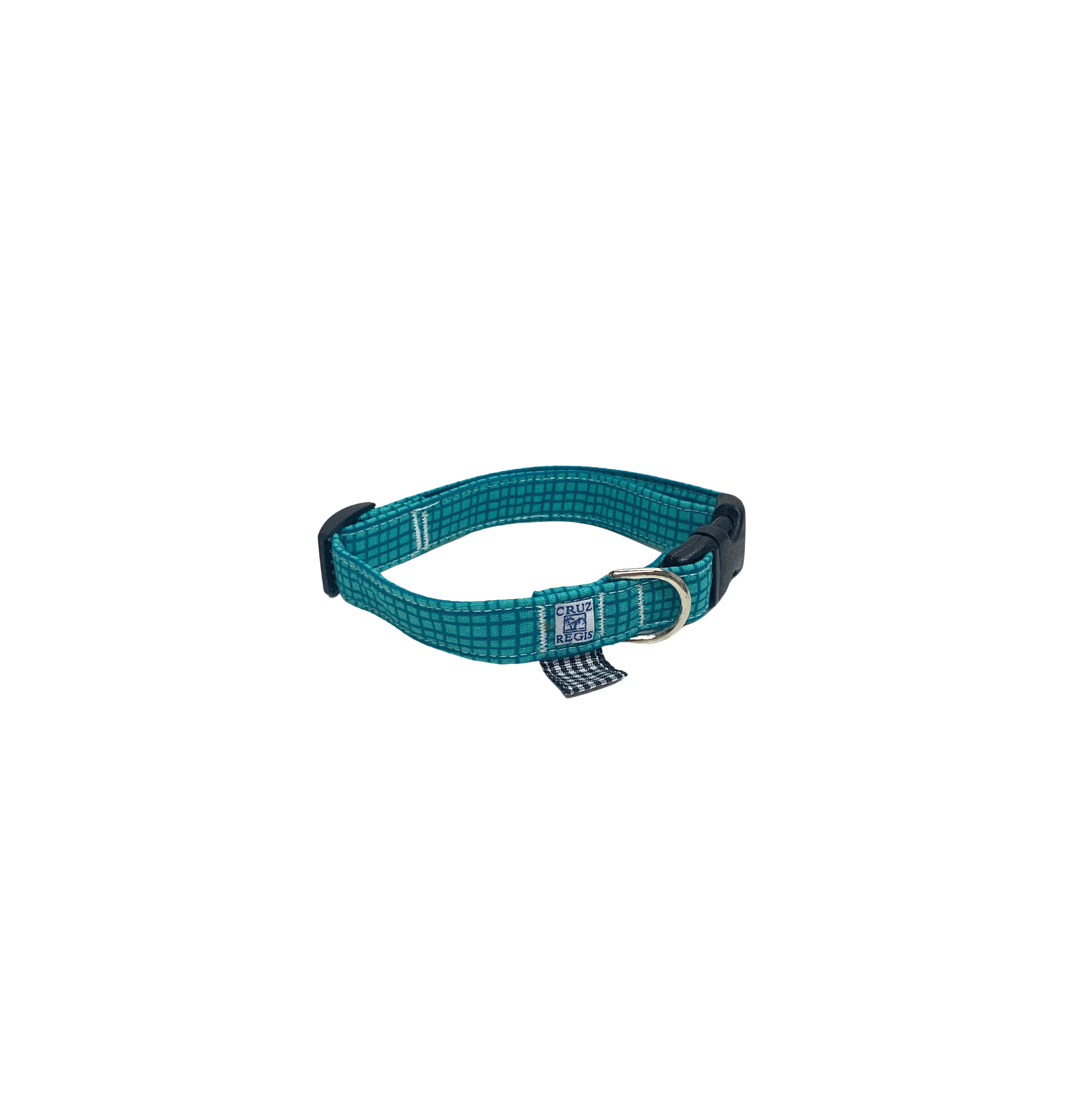 Fur Baby Collar Teal Check - Gabrielle's Biloxi