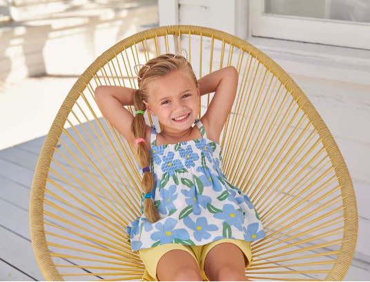 Bisby Girls Lucy Top Blue Melrose Floral - Gabrielle's Biloxi
