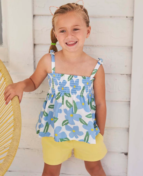 Bisby Girls Lucy Top Blue Melrose Floral - Gabrielle's Biloxi