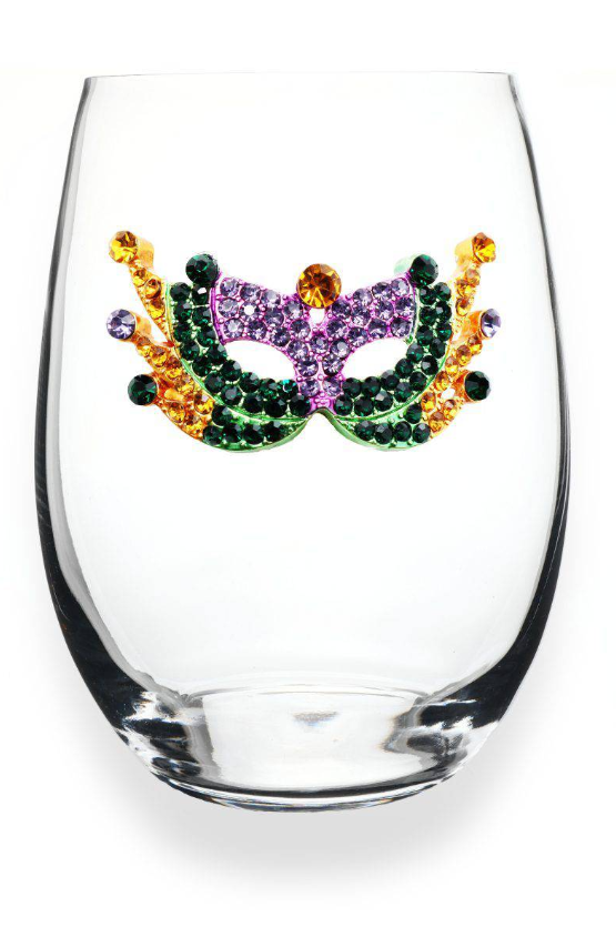 The Queens Jewels Mardi Gras Mask Stemless - Gabrielle's Biloxi