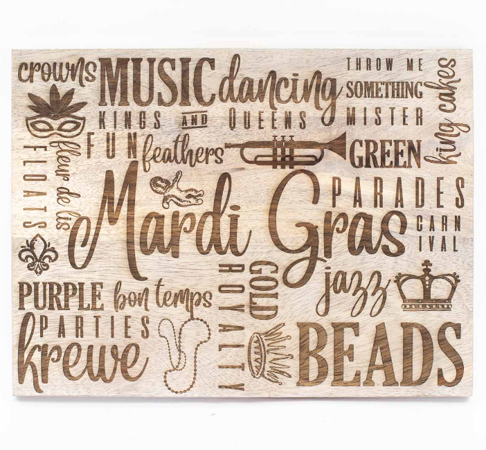 Mardi Gras Traditions Serving Board - Gabrielle's Biloxi
