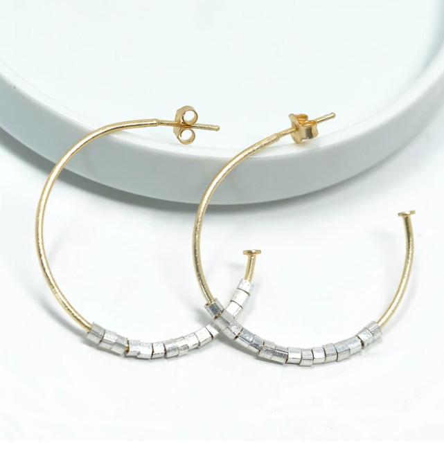 Hoop No. 23 Square Sterling Beads - Gabrielle's Biloxi