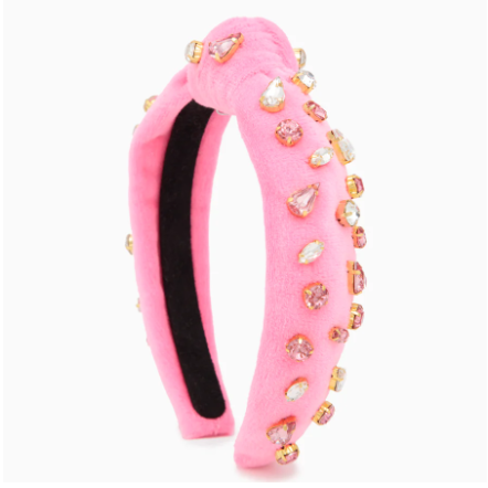 Velour Rhinestone Headband - Bright Pink - Gabrielle's Biloxi