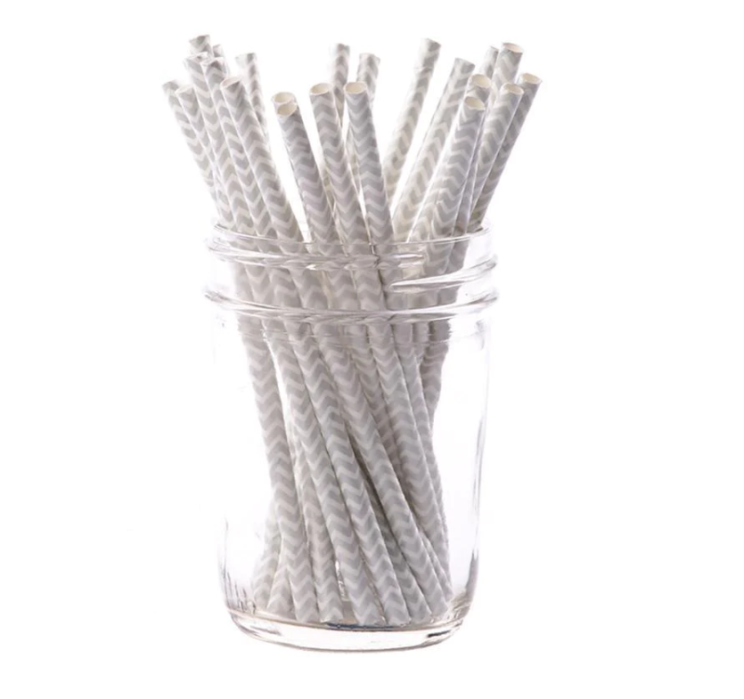 Cocktail Straw Silver Chevron - Gabrielle's Biloxi