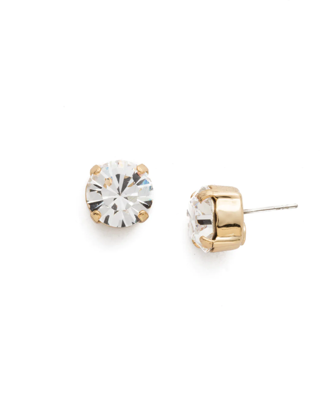 Sorrelli Round Stud Earrings Bright Gold Crystal - Gabrielle's Biloxi