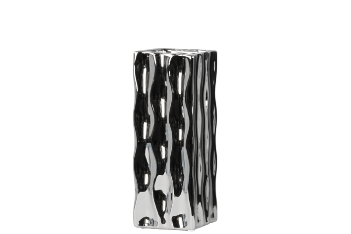 Ceramic Tall Square Vase SM Polished/Silver - Gabrielle's Biloxi