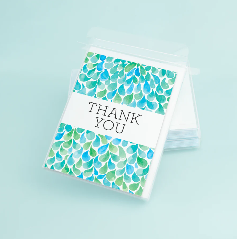 Aqua Drops Thank You Cards - Set of 8 - Gabrielle's Biloxi