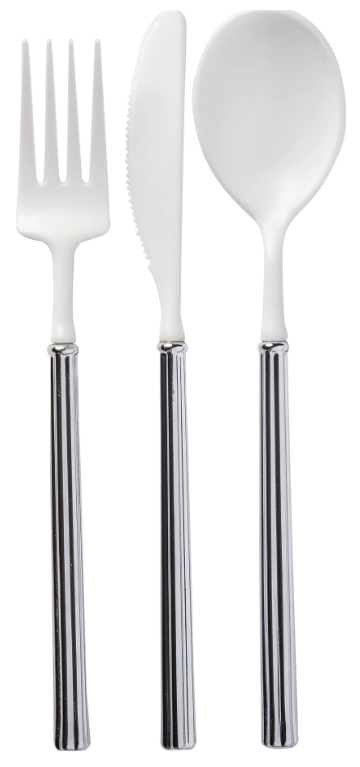 Villa Cutlery White/Silver Handle - Gabrielle's Biloxi