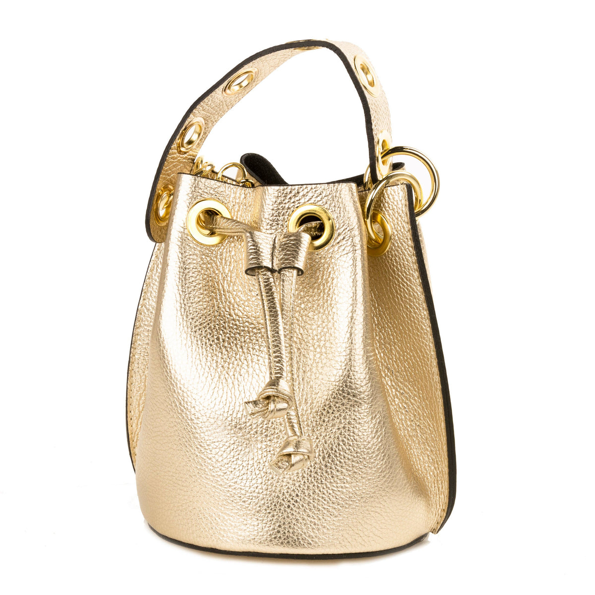 German Fuentes Italian Leather Bucket Bag - Gold