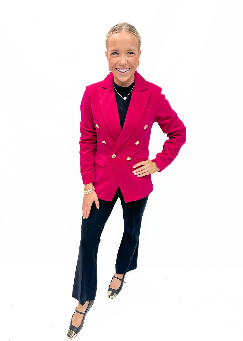 Dolce Cabo Velvet D/B Blazer - Magenta - Gabrielle's Biloxi