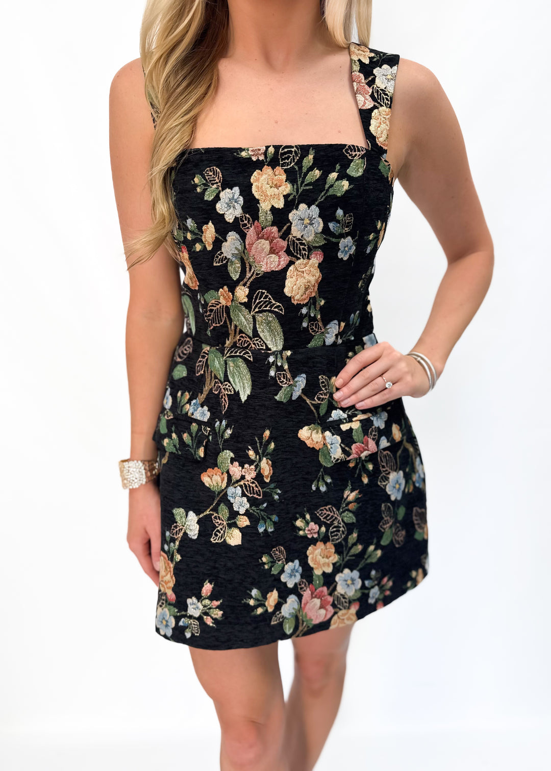 Amanda Uprichard Bethany Romper - Black & Gold