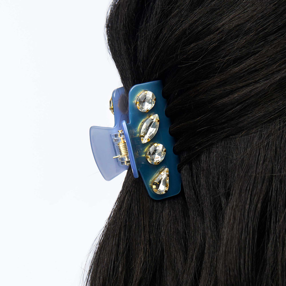 FRENCH BLUE MINI CRYSTAL CLAW CLIP - Gabrielle's Biloxi