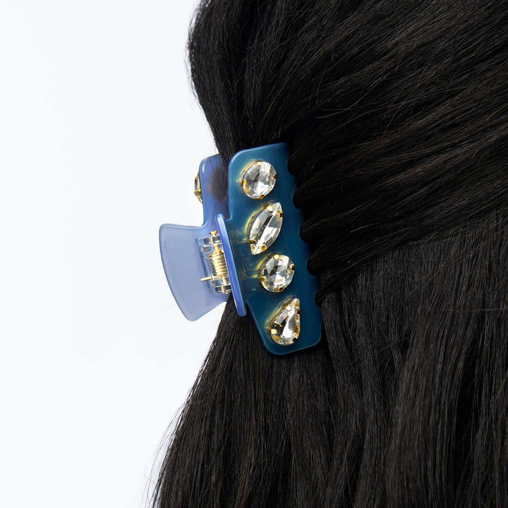 FRENCH BLUE MINI CRYSTAL CLAW CLIP - Gabrielle's Biloxi