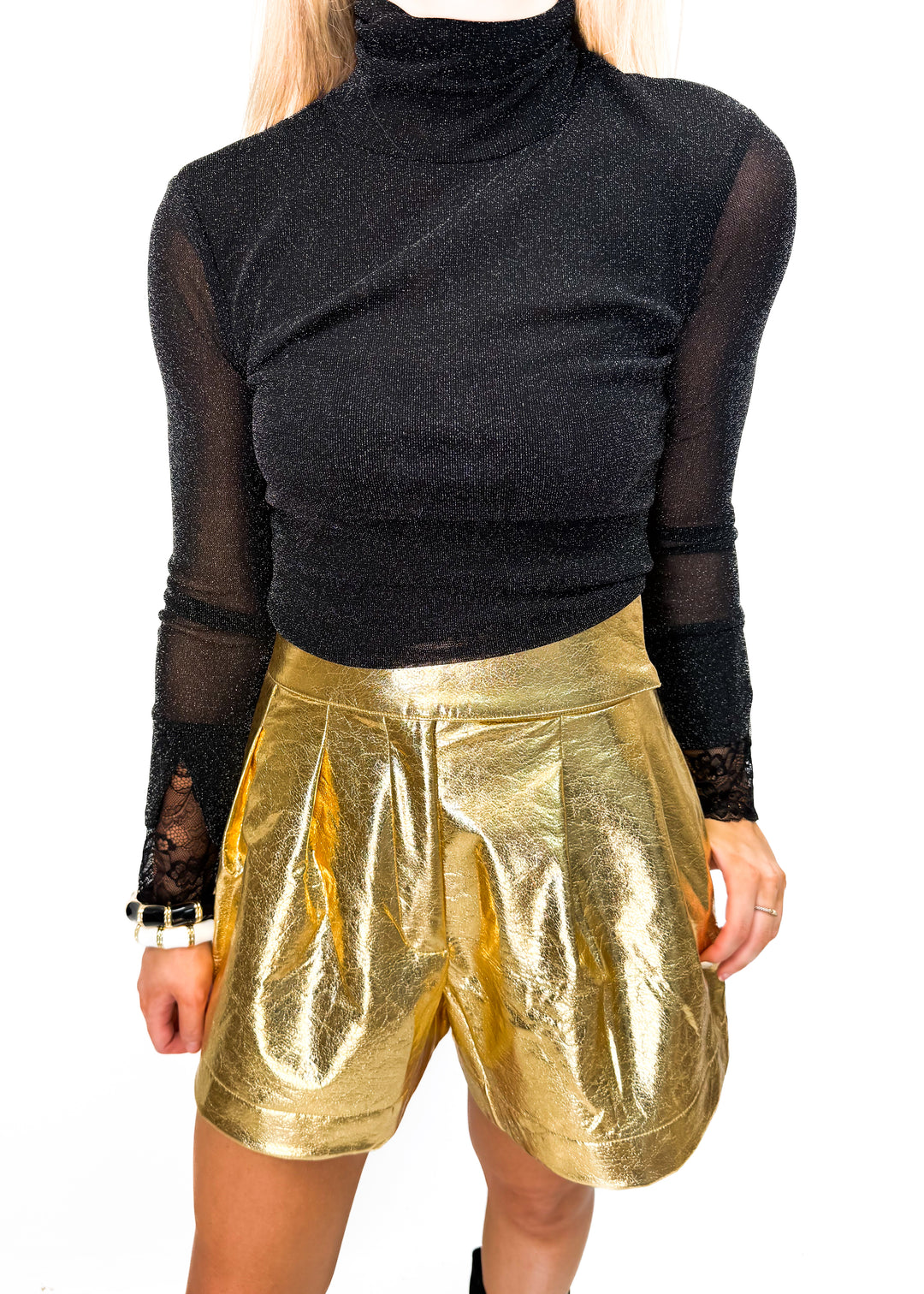 Knit Layering Sweater - Black/Gold - Gabrielle's Biloxi