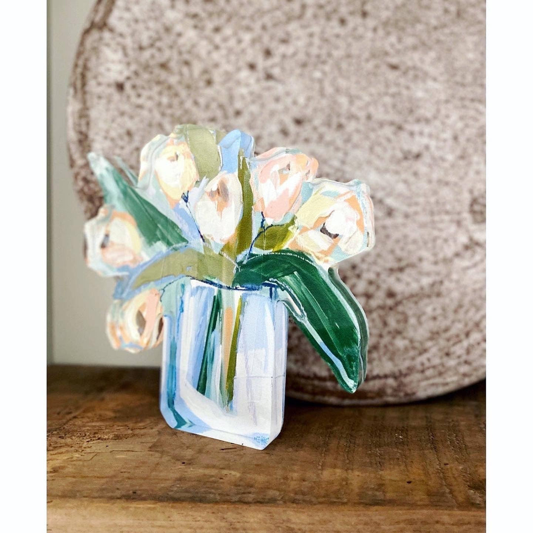 White Tulips Acrylic Bloom Block - Large - Gabrielle's Biloxi