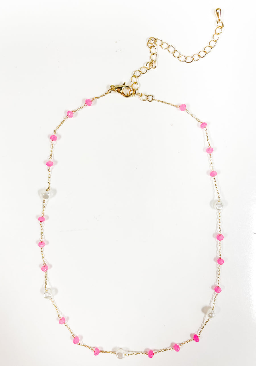 Pink Pearl Beaded Necklace - Gabrielle's Biloxi