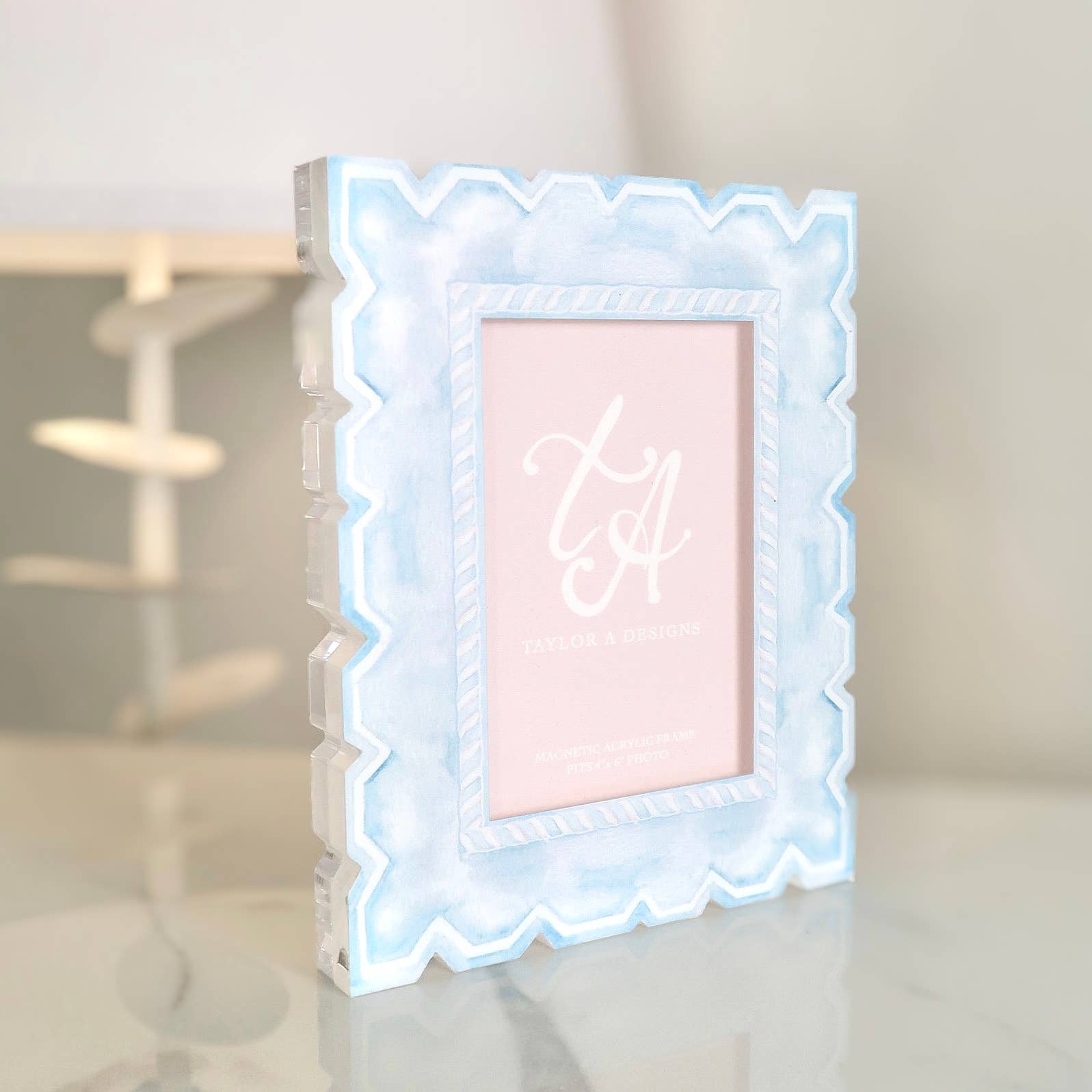 Acrylic Magnetic Frame - Blue & White - Gabrielle's Biloxi