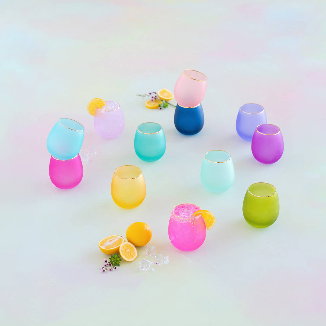 Glitterville Frosted Glass Sipper- 3.75" x 4" - Gabrielle's Biloxi