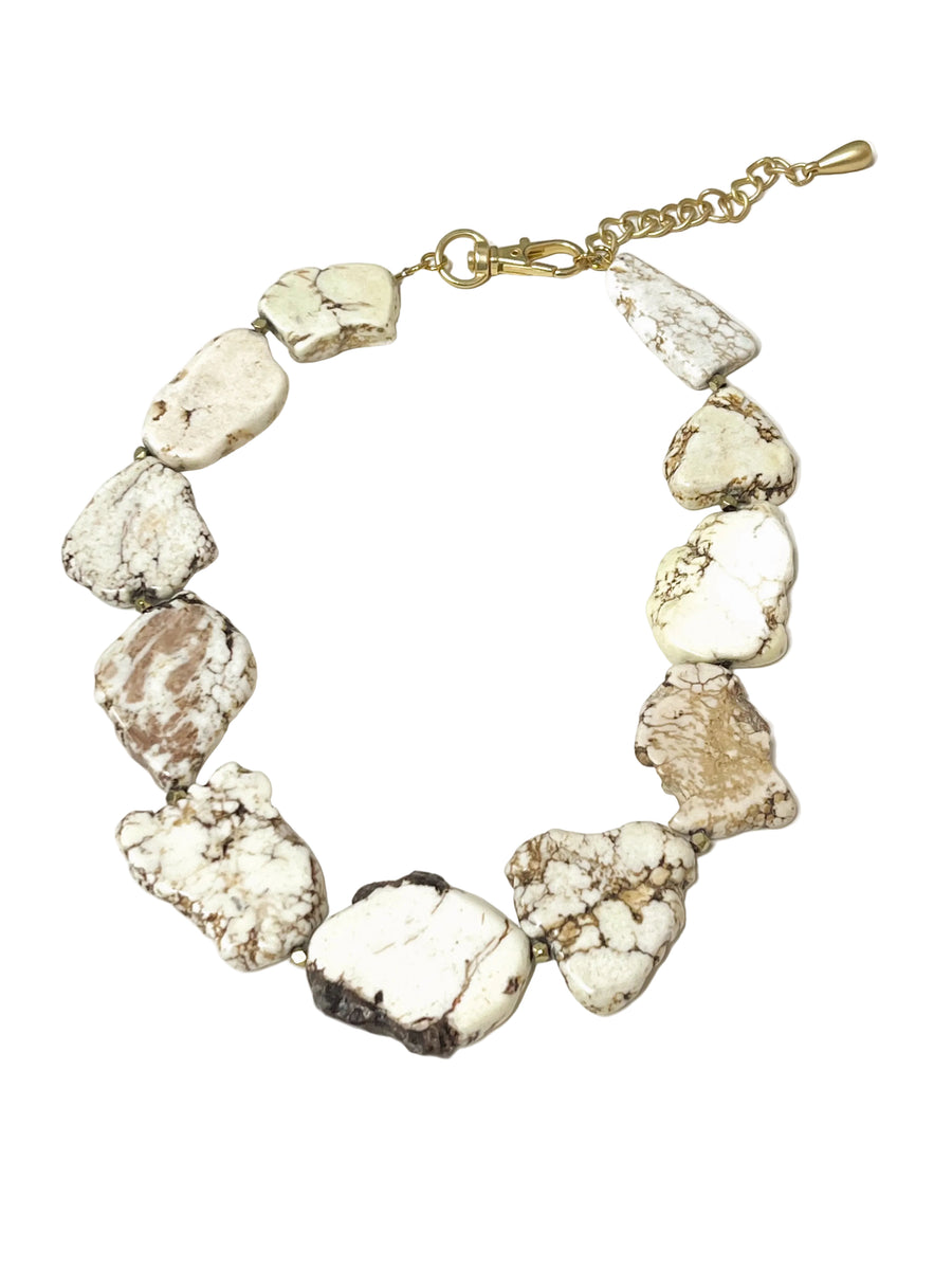 Virtue Gemstone Slab Necklace - Creme - Gabrielle's Biloxi