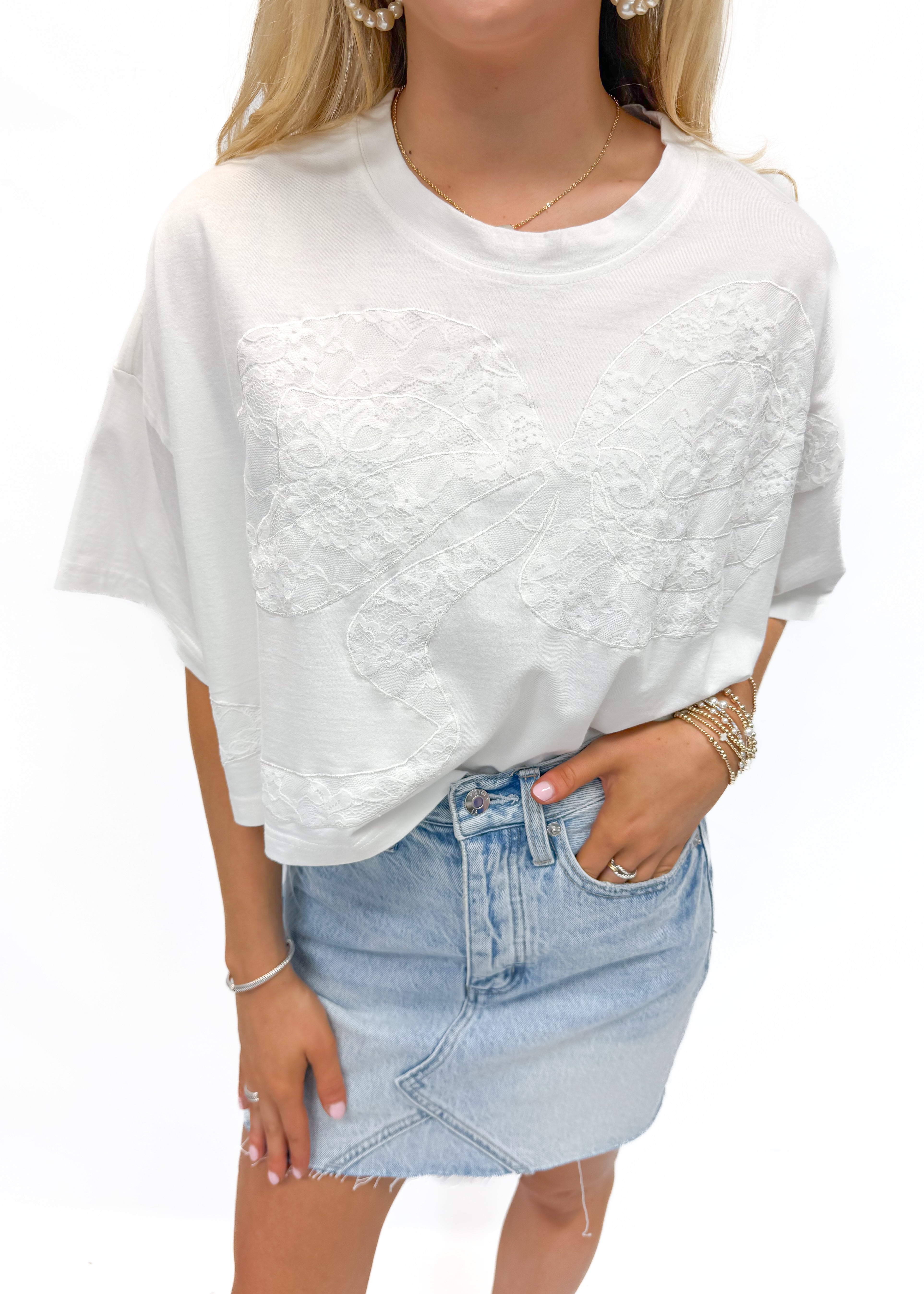 Love Shack Fancy Angelle Tee - Sugar White - Gabrielle's Biloxi