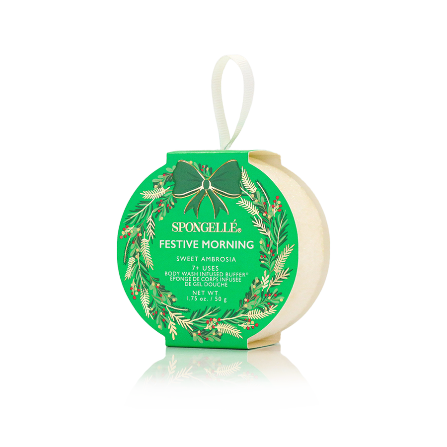 Spongellé Festive Morning Sweet Ambrosia Holiday Wreath Body Buffer - Gabrielle's Biloxi