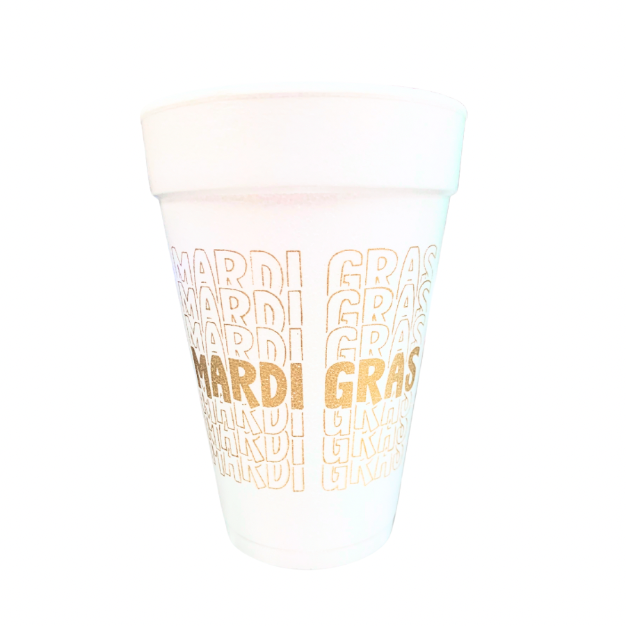 Mardi Gras Mirror Styrofoam Cups - Gold - Gabrielle's Biloxi