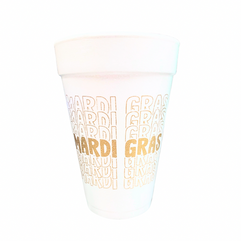 Mardi Gras Mirror Styrofoam Cups - Gold - Gabrielle&