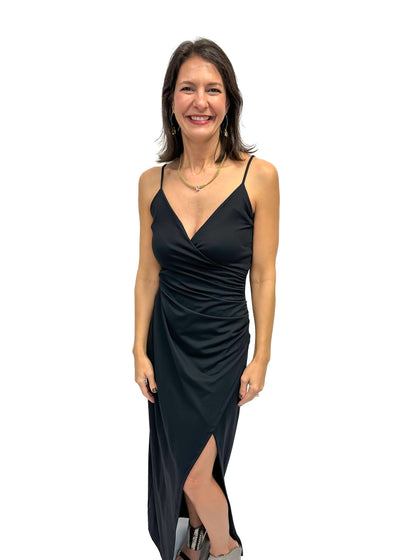 Susana Monaco Faux Wrap String Slit Dress 42 - Black - Gabrielle's Biloxi