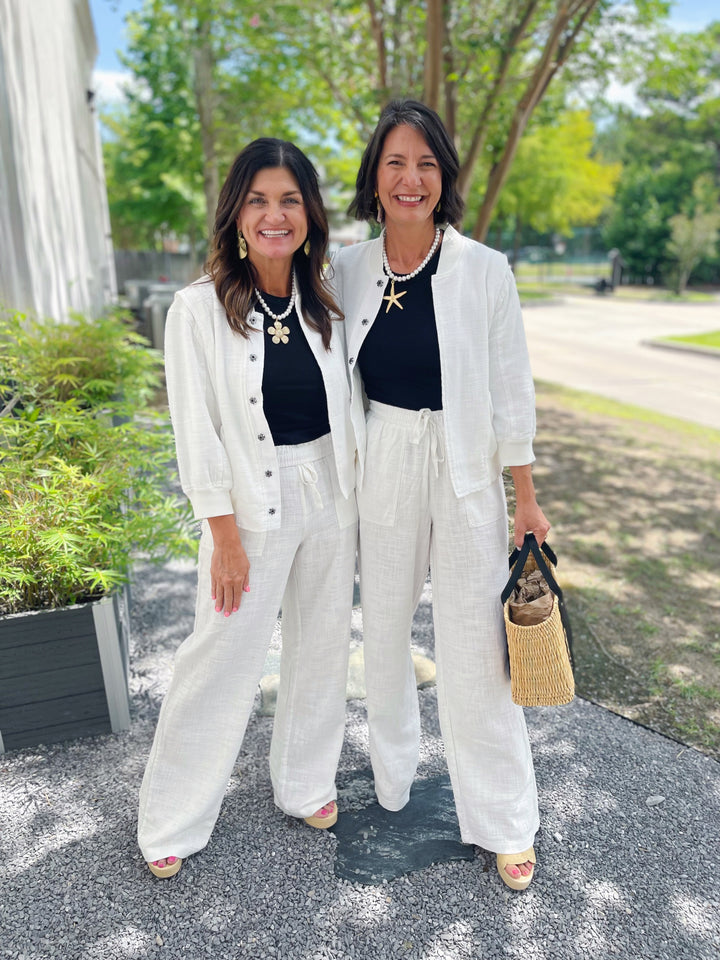 Bobi Mixed Rib 3/4 Sleeve Bomber Jacket - Cream - Gabrielle's Biloxi