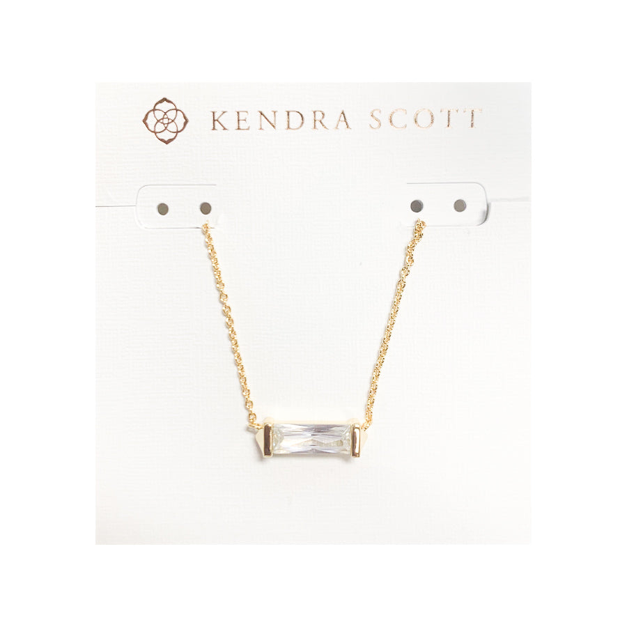 Kendra Scott Fletcher Short Pendant Necklace - Gold White CZ - Gabrielle's Biloxi