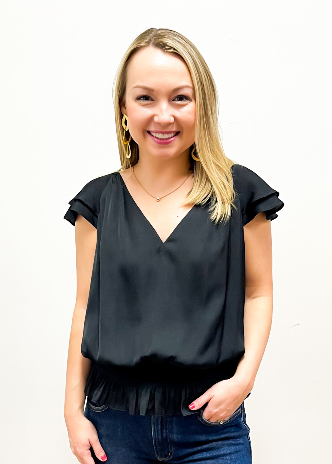LBLOX Smocked Waist Blouse - Black - Gabrielle's Biloxi