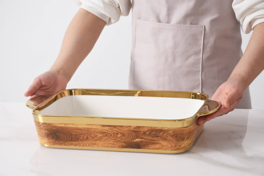 Pampa Bay Rectangular Baking Dish - Gold/Wood - Gabrielle's Biloxi