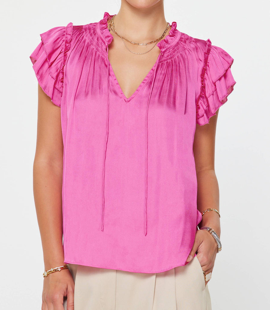Ruffled Short Sleeve Blouse - Gabrielle's Biloxi