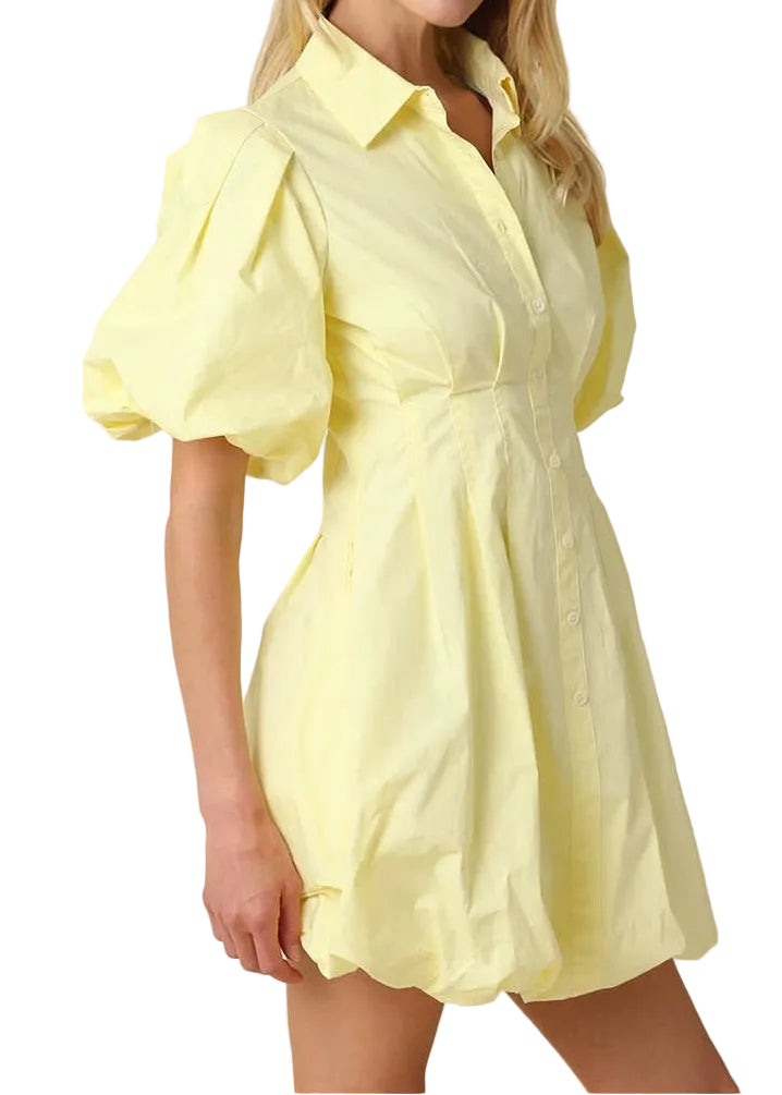Valerie Puff Sleeve Mini Dress - Butter - Gabrielle's Biloxi