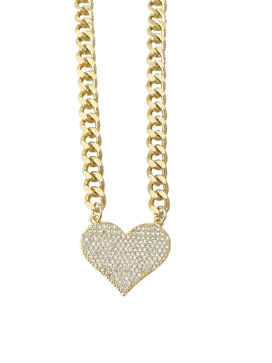 June Heart CZ Necklace Gold - Gabrielle's Biloxi
