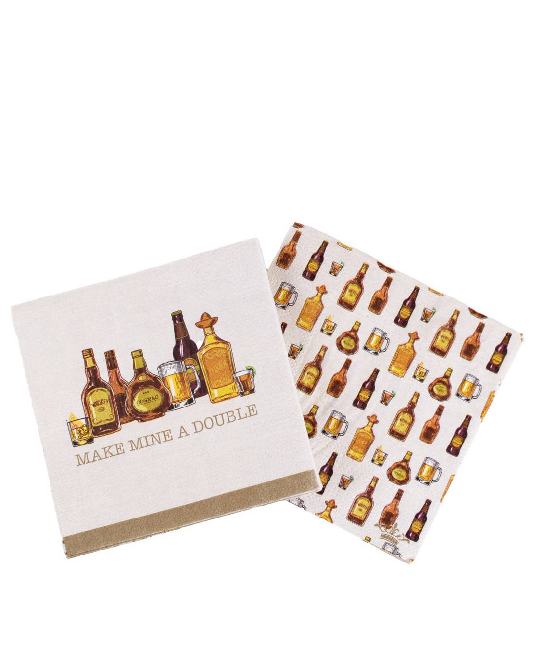 Make Mine A Double Cocktail Napkins - Soft White/Brown - Gabrielle's Biloxi