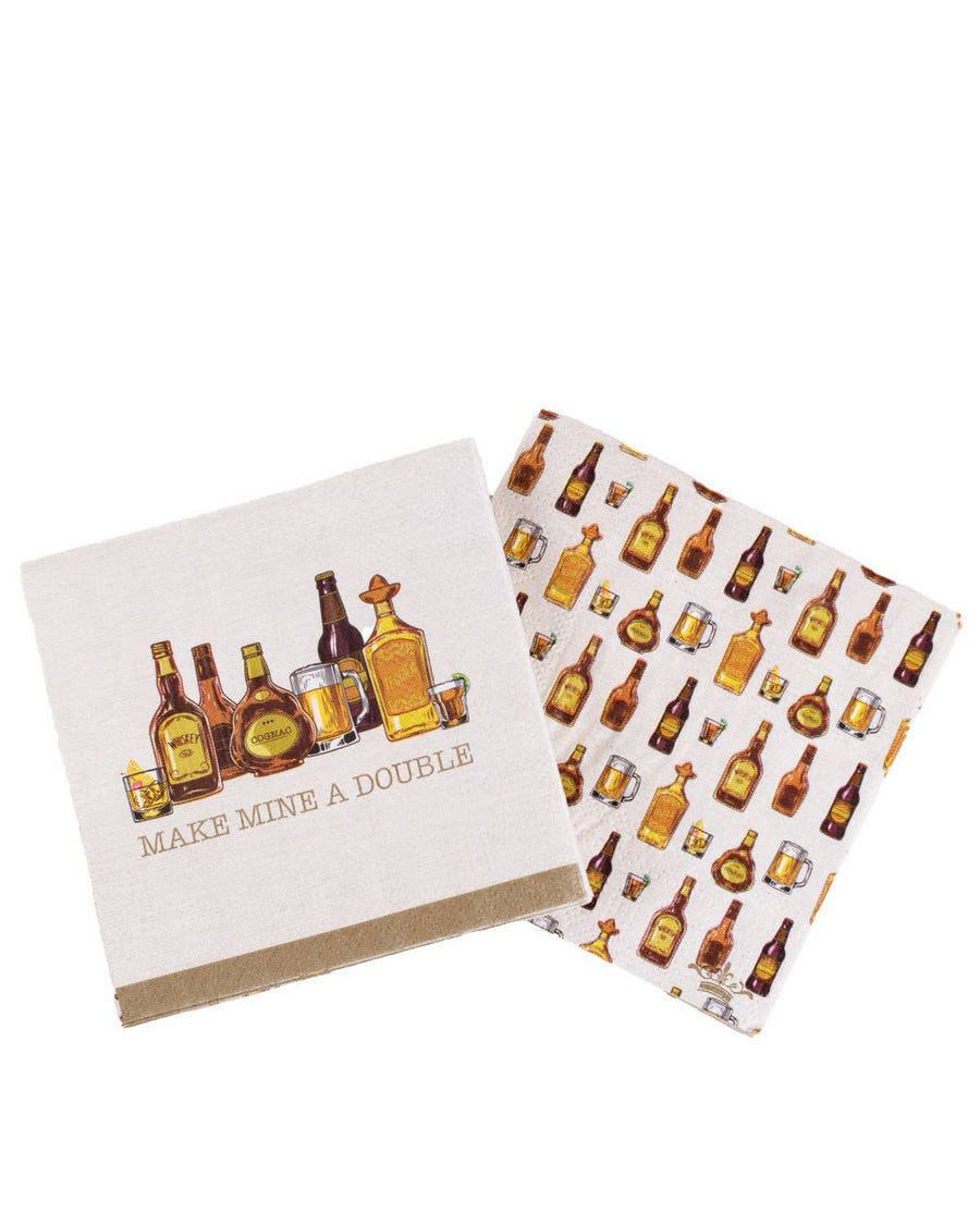 Make Mine A Double Cocktail Napkins - Soft White/Brown - Gabrielle's Biloxi