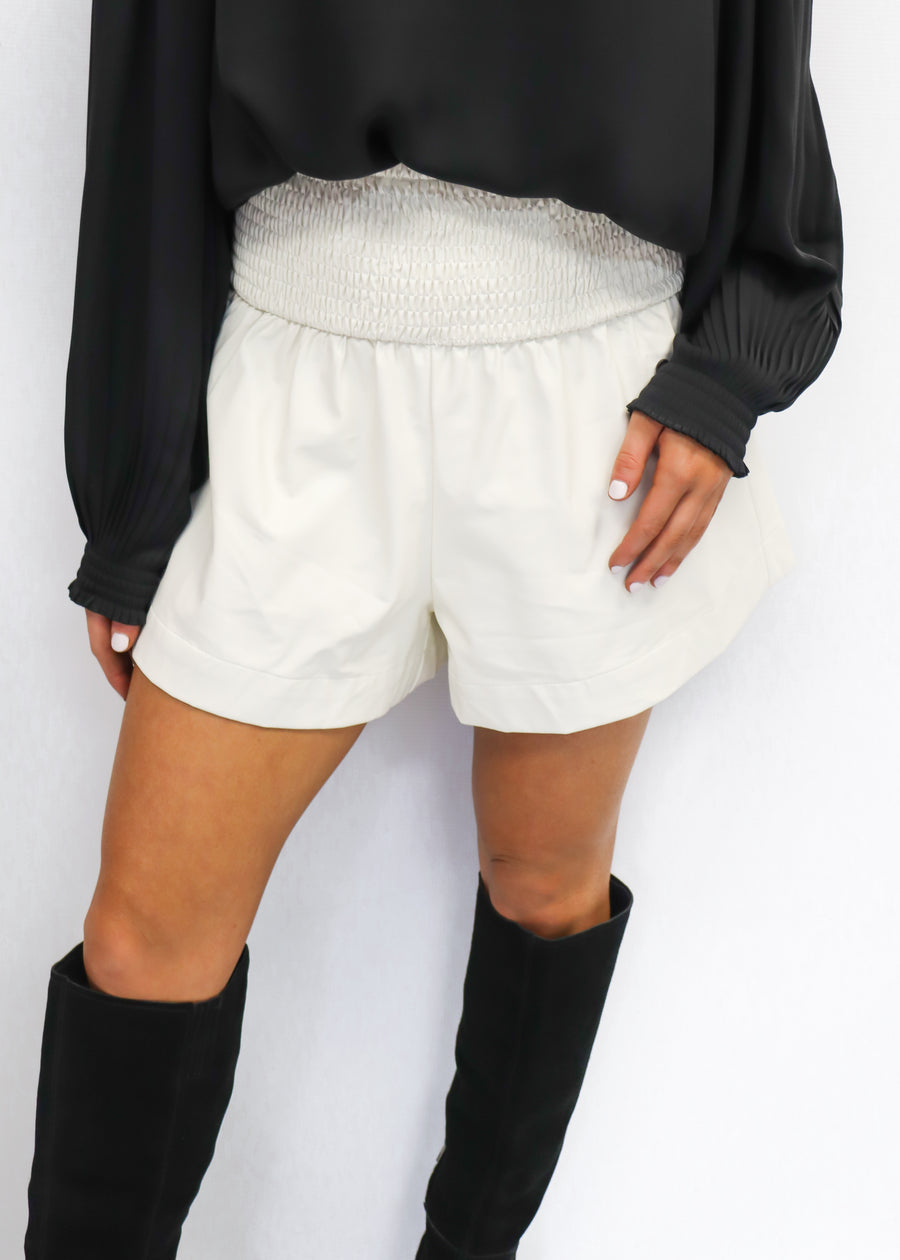 LBLOX Faux Leather Shorts - Cream - Gabrielle's Biloxi