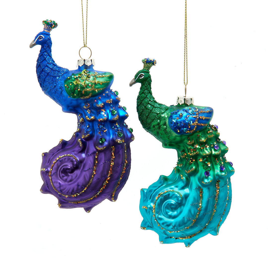 Glass Large Peacock Ornaments, 2 Assorted - Gabrielle's Biloxi