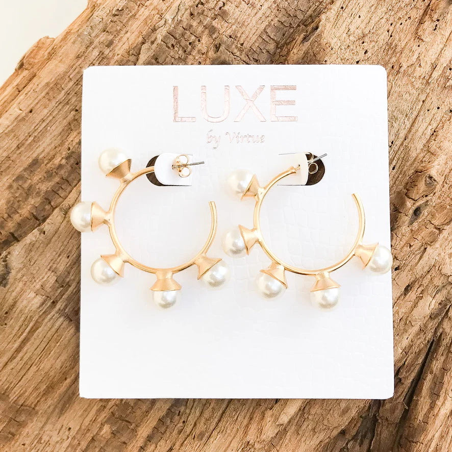 Virtue The Lori LUXE Pearl Studded Hoop Earrings - Gabrielle's Biloxi