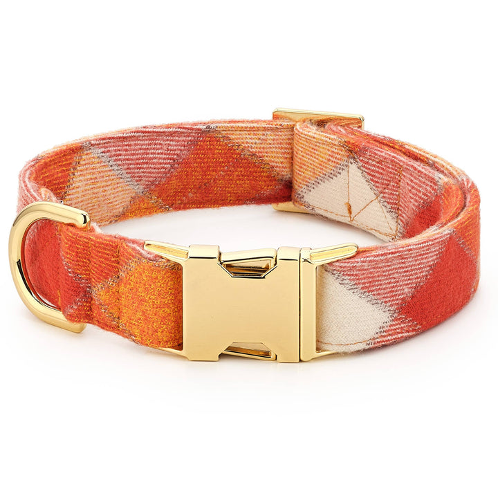 Pumpkin Spice Plaid Flannel Fall Dog Collar - Gabrielle's Biloxi