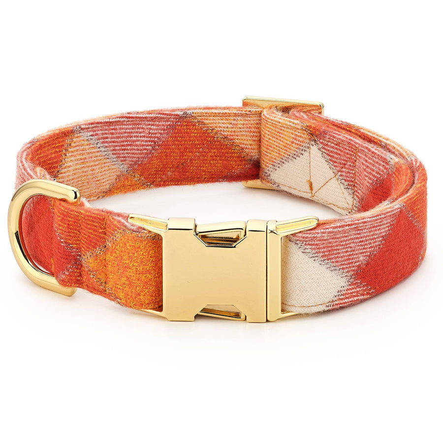 Pumpkin Spice Plaid Flannel Fall Dog Collar - Gabrielle's Biloxi