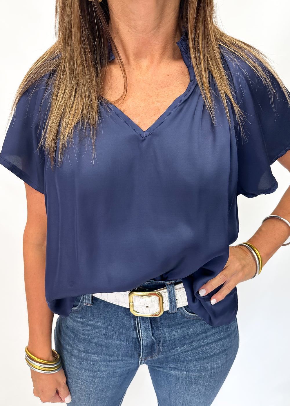 Sofia Brianna Top - Navy - Gabrielle's Biloxi