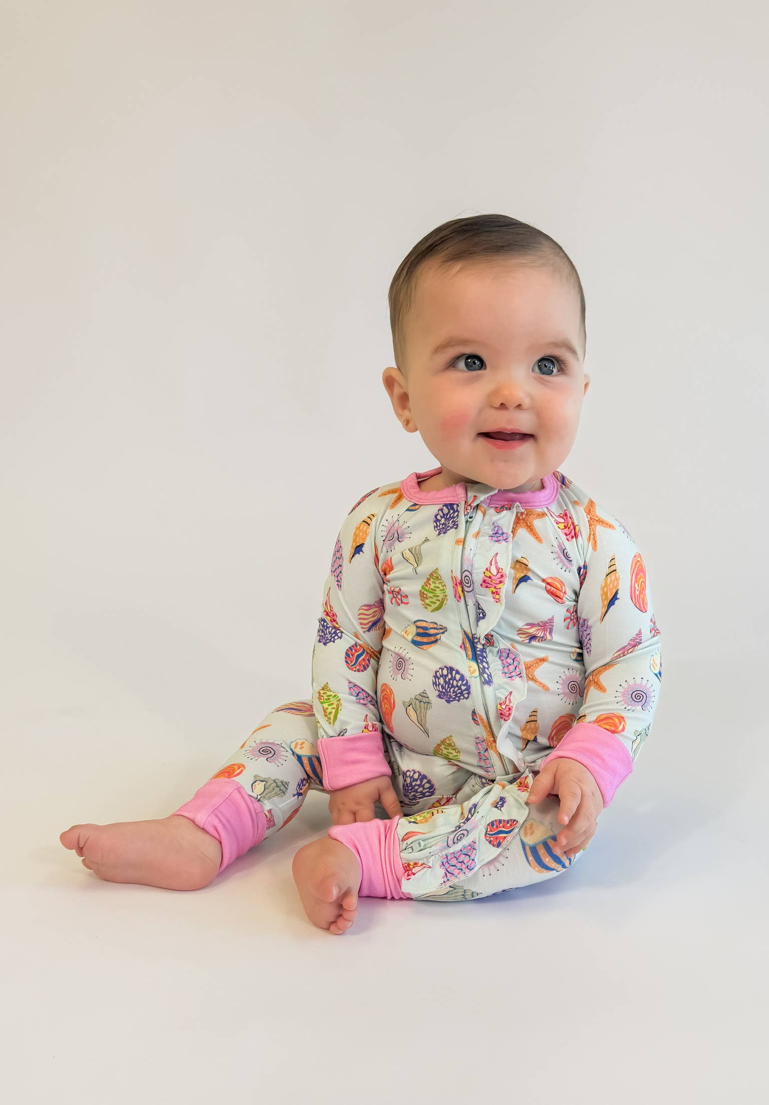 Beach Seashells - Zip Convertible Pajamas w/ Ruffles - Gabrielle's Biloxi