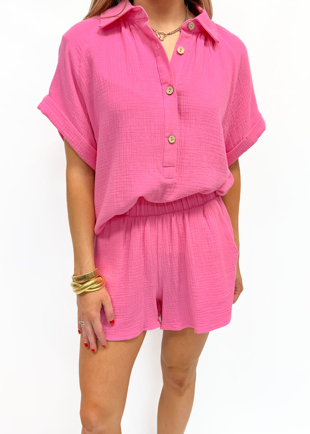 LBLOX Gauze Top & Short Set - Pink - Gabrielle's Biloxi