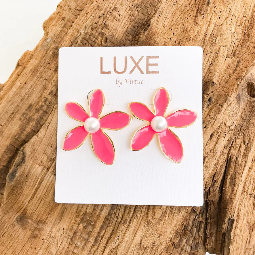 Virtue The Tracy Luxe Flower Earrings - Pink - Gabrielle's Biloxi