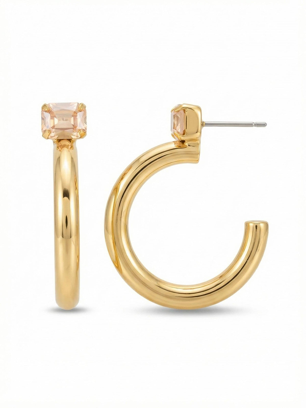 Keeley Emerald Cut Hoop Earrings - Golden Shadow