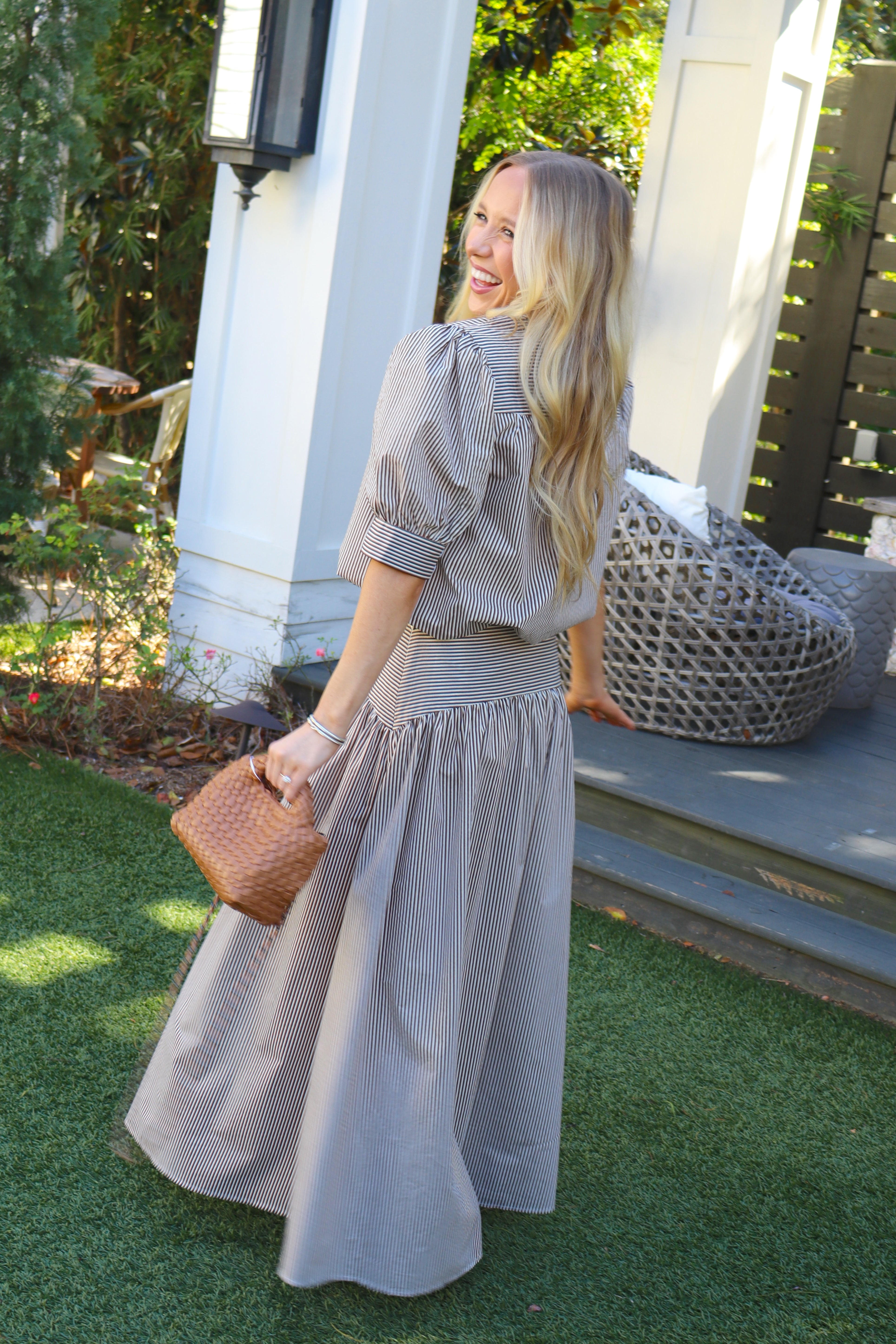 Sundays Stripe Celeste Skirt - Umber Lurex - Gabrielle's Biloxi